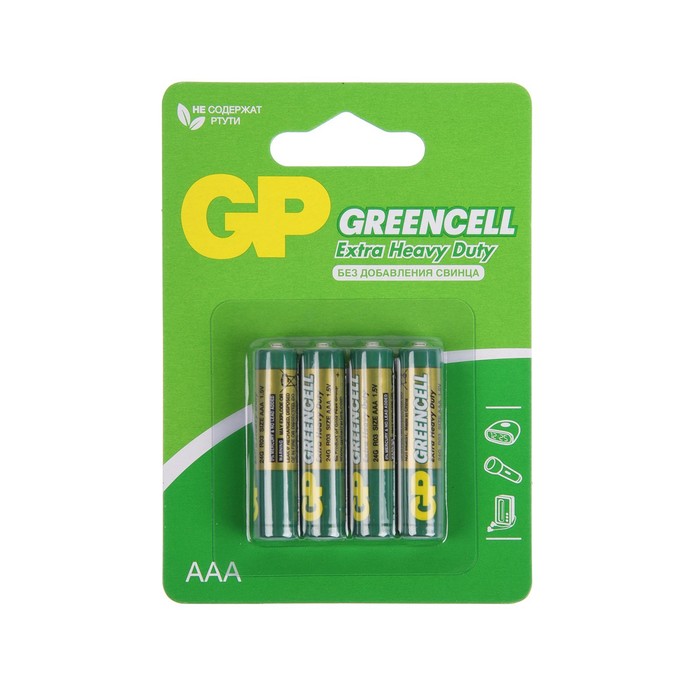 Фотография Батарейки GP R03 4BL Greencel Extra Heavy Duty