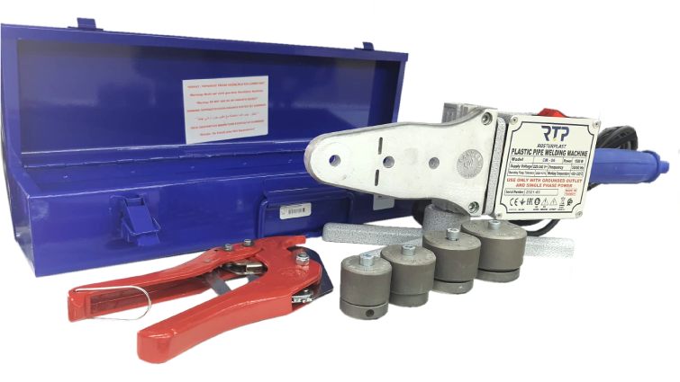 Фотография Набор сварочного оборудования CM-06 MINI 1.5кВт. RTP (Сварочный аппарат; подставка; сменные нагреватели 20, 25, 32, 40 мм; ножницы для резки труб диаметром 16-42 мм; ключи для крепления сварочных насадок; металлический бокс)