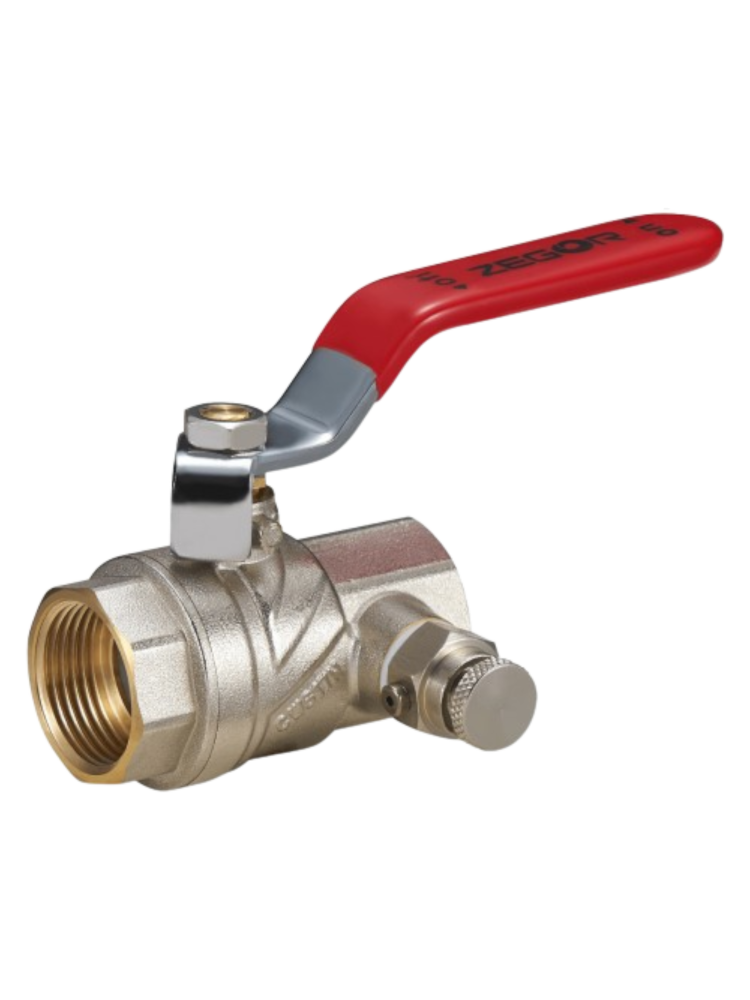 Фотография Кран шаровой с дренажём и воздухоотводчиком ВР/ВР  3/4" ручка ZEGOR