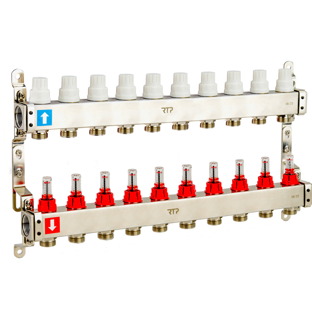 Фотография Коллекторная группа RTP нерж, с расходомерами, 10 вых