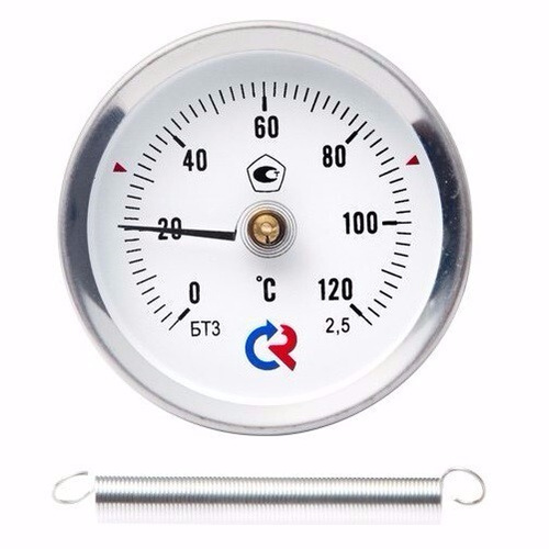 Термометр биметаллический 0-120°C 1/2" БТ-30.010 РОСМА (накладной с пружиной)