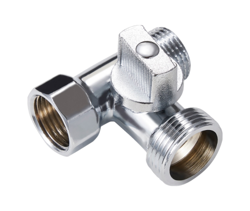 Кран шаровой ВР/НР/НР  1/2"х3/4"х1/2" проходной, для сантех. приборов ZEGOR (никель) /72/1 шт.уп./