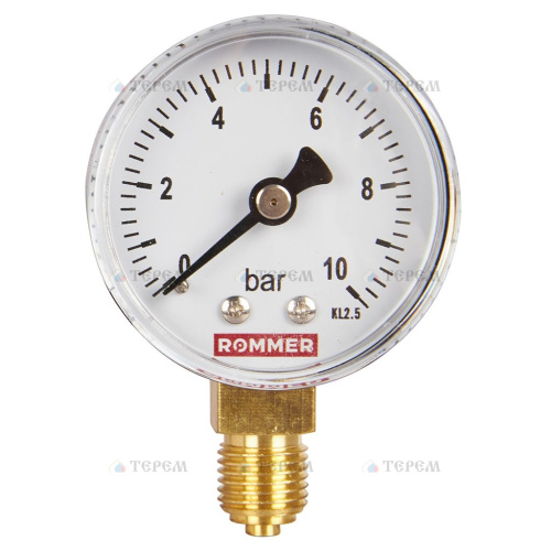 ROMMER Манометр радиальный. Корпус Dn 50 мм 1/4 , 0...10 бар, кл.2.5