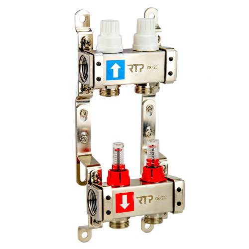 Коллектор в сборе нерж,  2 выхода, с расходомерами RTP