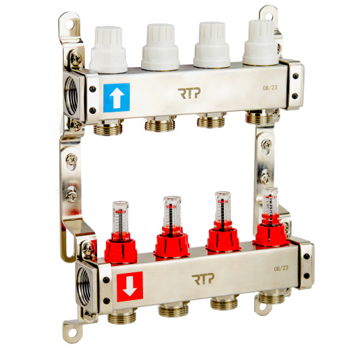 Коллекторная группа RTP нерж, с расходомерами, 4 вых