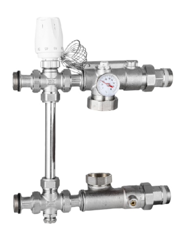 Насосно-смесительный узел с байпасоми и обратным клапаном 1", 20-60 °С RTP (без насоса)
