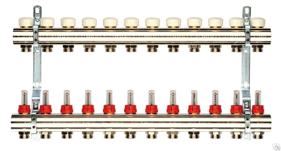 Фотография Коллектор (Расходомеры) 1" 12 вых 3/4" никель GF