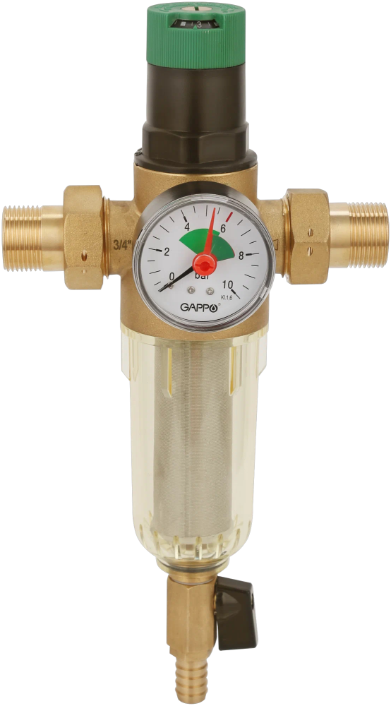 Фотография Фильтр промывной НР1/2" для холодной воды GAPPO (с редуктором) /8 шт.уп/