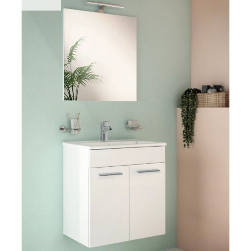 Коплек мебели MIA с дверцами (Тумба,раковина,зеркало) белый глянец VITRA