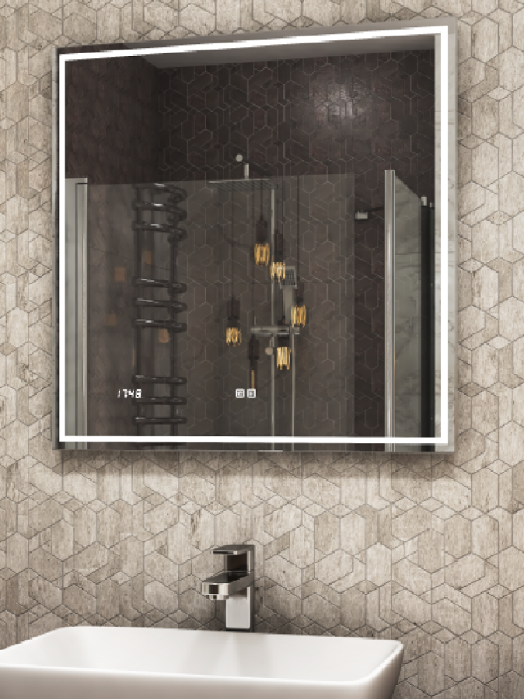 Фотография Зеркало Marta Luxe 70 светодиодная подсветка  элетронные часы антизапотевание сенсорный VIGO