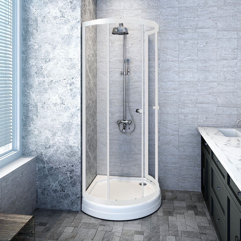 Фотография Душевой угол 90х90 Стронг стекла прозрачные, профиль белый с поддоном RADOMIR						