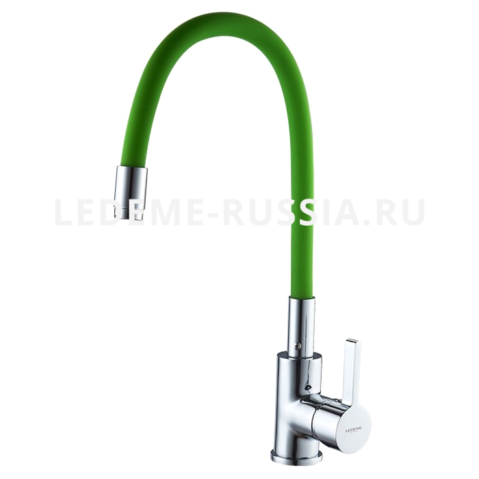 Фотография Смеситель кухня L4898-5 гибкий шланг зелёный LEDEME