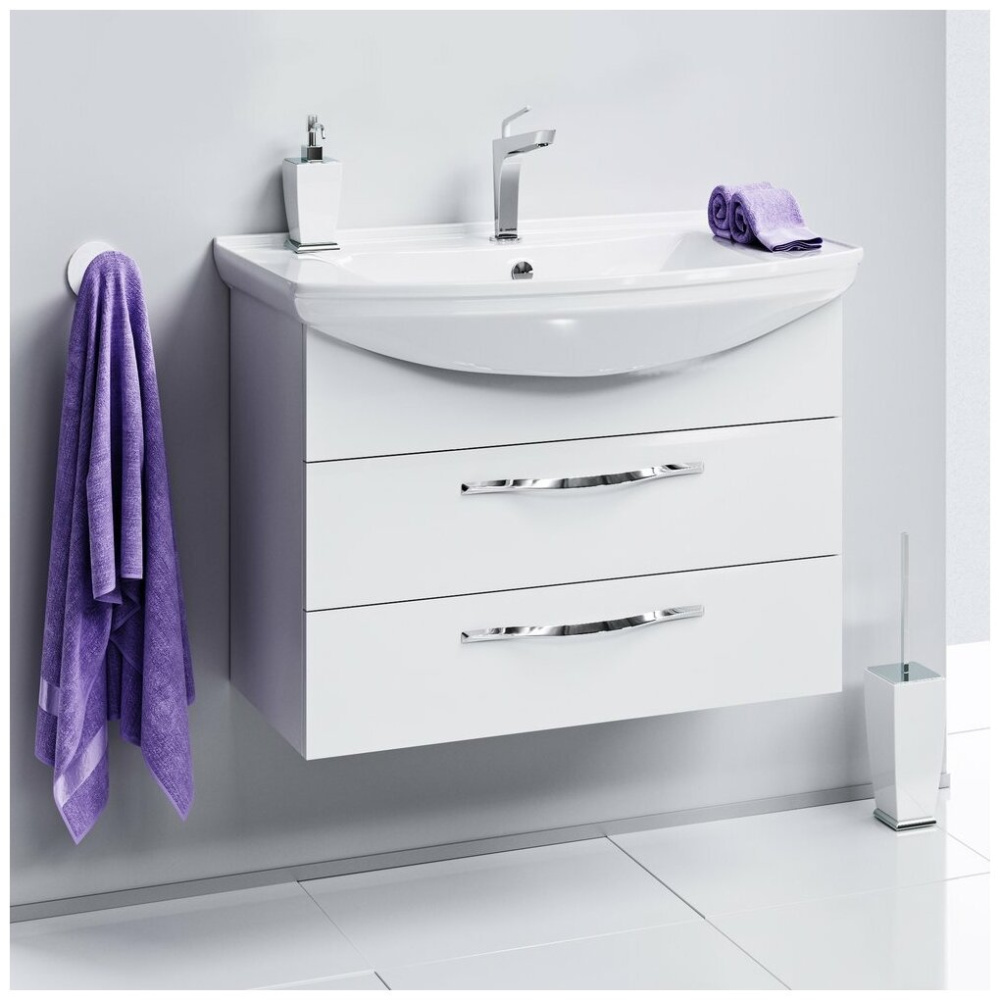 Фотография Тумба подвесная Аллегро цвет белый с раковиной Стиль 750 AQWELLA														