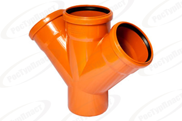 Фотография Крестовина наружной канализации одноплоскостная 110/110/110/45° РТП /14 шт.уп/