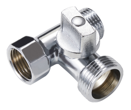 Кран шаровой ВР/НР/НР  1/2"х3/4"х1/2" проходной, для сантех. приборов ZEGOR (никель) /72/1 шт.уп./