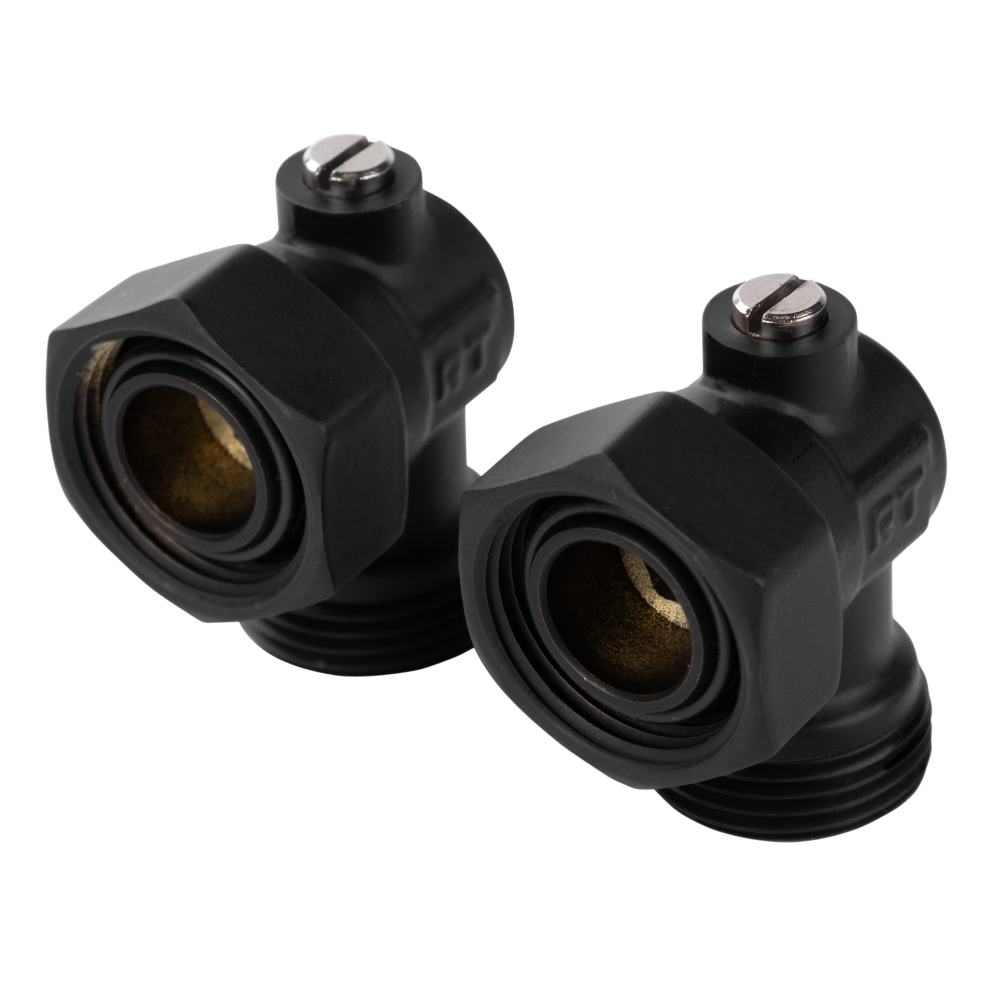 Фотография Набор нижнего подключения угловой 3/4"х3/4"EK раздельный ROYAL THERMO (черный)