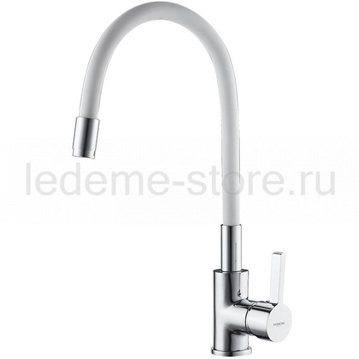 Фотография Смеситель кухня L4898-3 гибкий шланг белый LEDEME