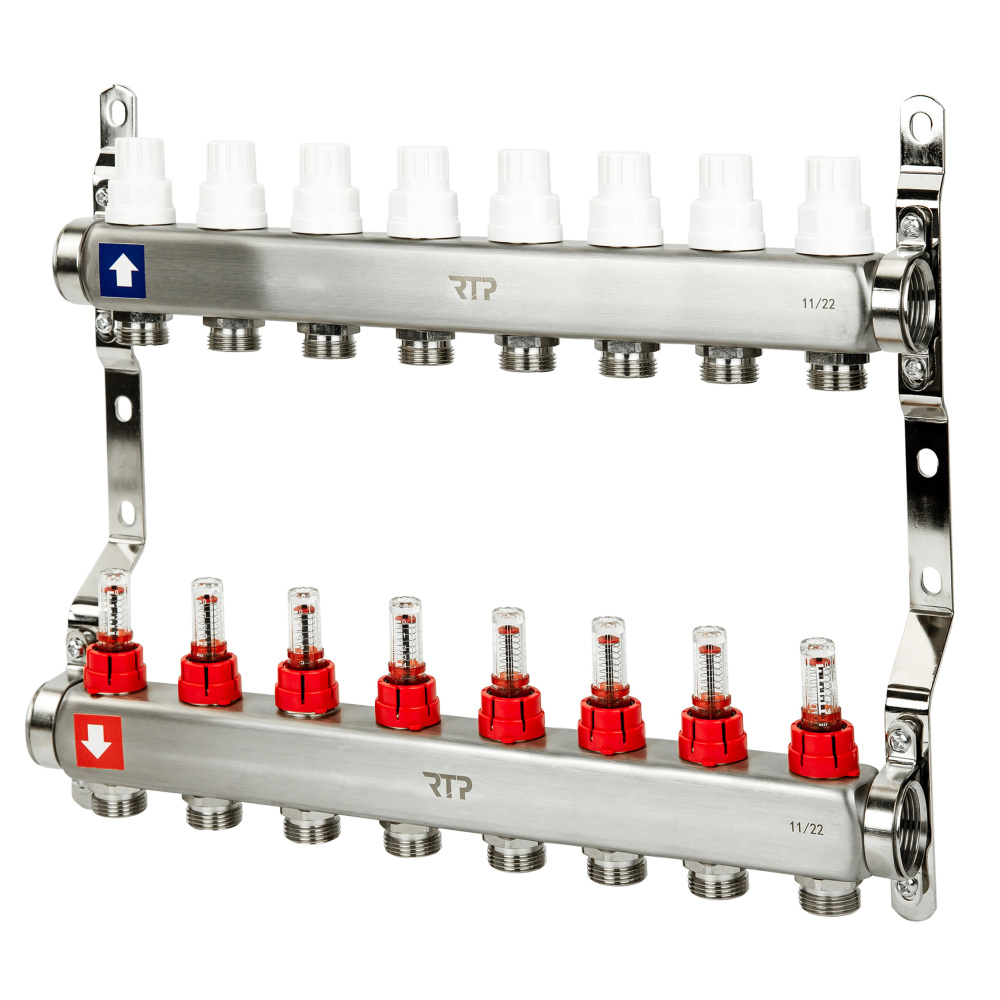 Фотография Коллектор в сборе нерж,  8 выходов, с расходомерами RTP