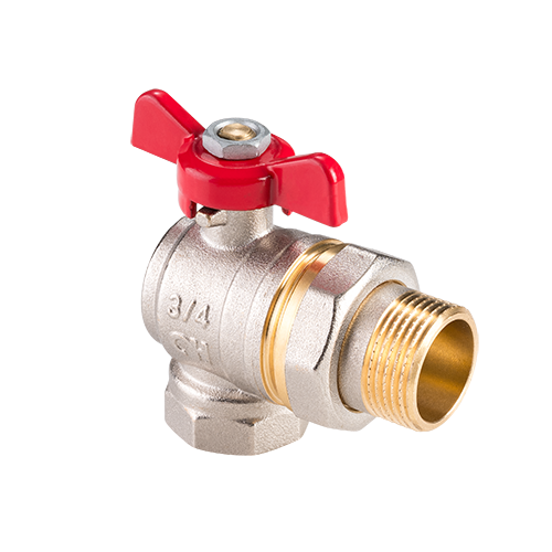 Кран шаровый с американкой угловой полнопроходной AquaHit 3/4" в/н, бабочка