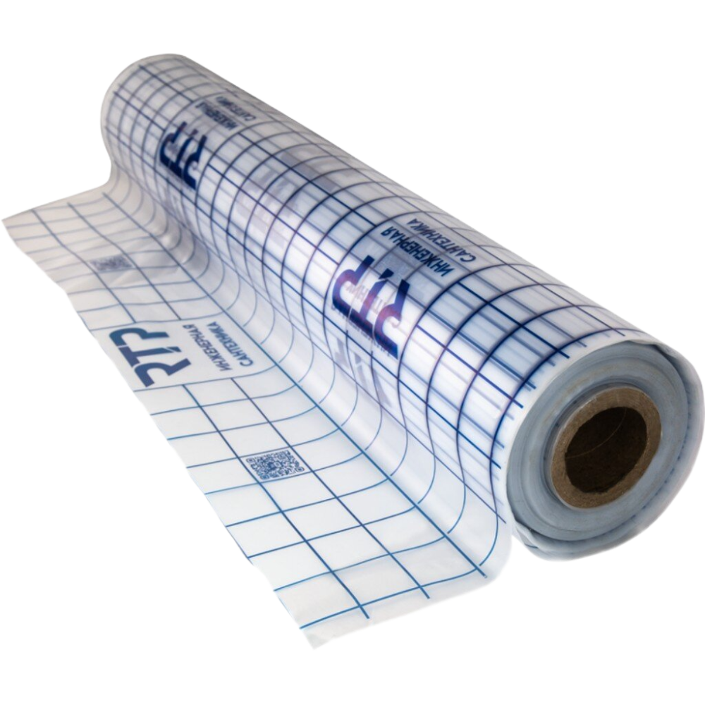 Фотография  Плёнка для теплого пола текстурная с разметкой 1,05 м х 0,15 мм х 200 м, прозрачная, RTP