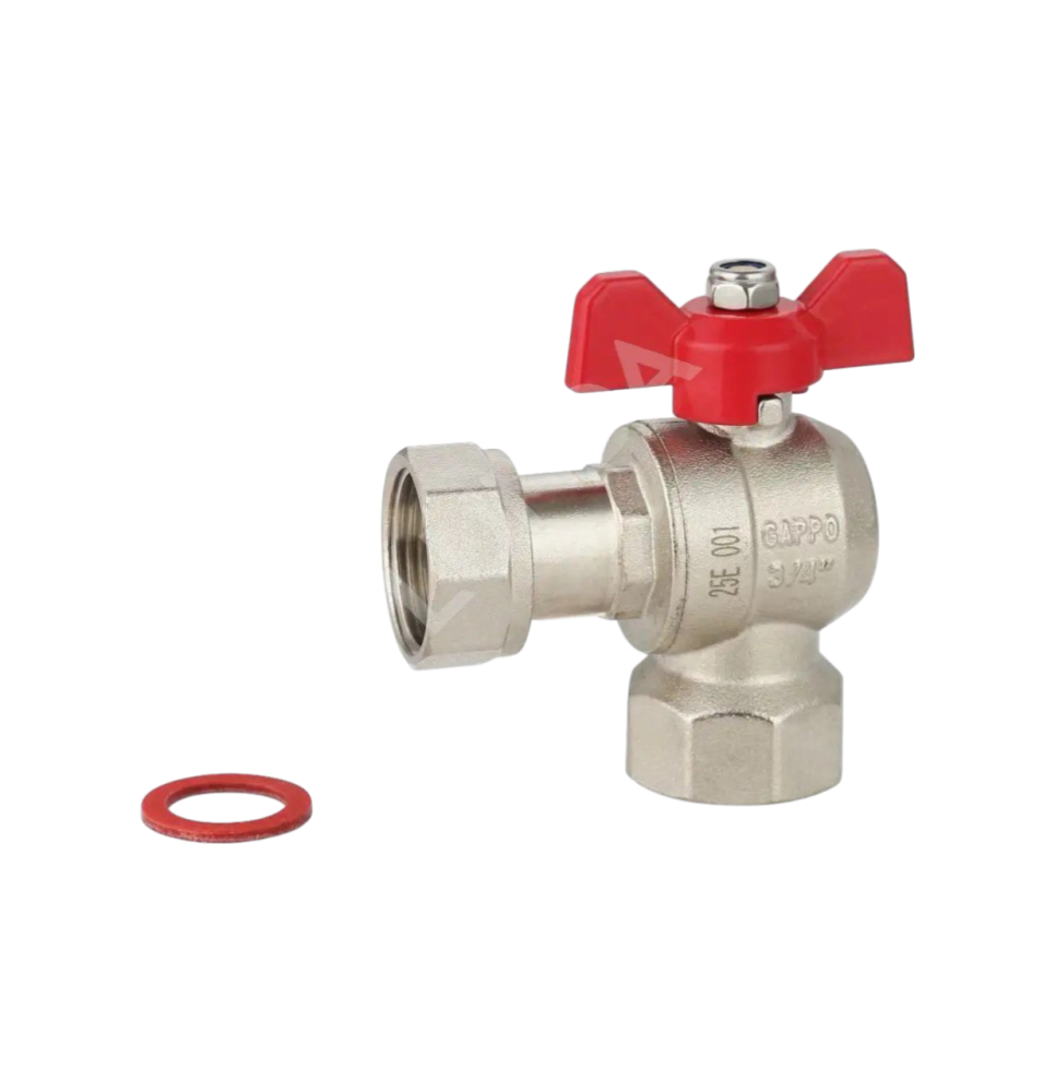 Фотография Кран шаровой с накидной гайкой, угловой ВР/ВР  1/2" бабочка GAPPO /100/10 шт.уп./