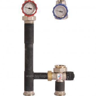 ROMMER Насосная группа с термостатическим смес. клапаном (35-60*)  1" без насоса