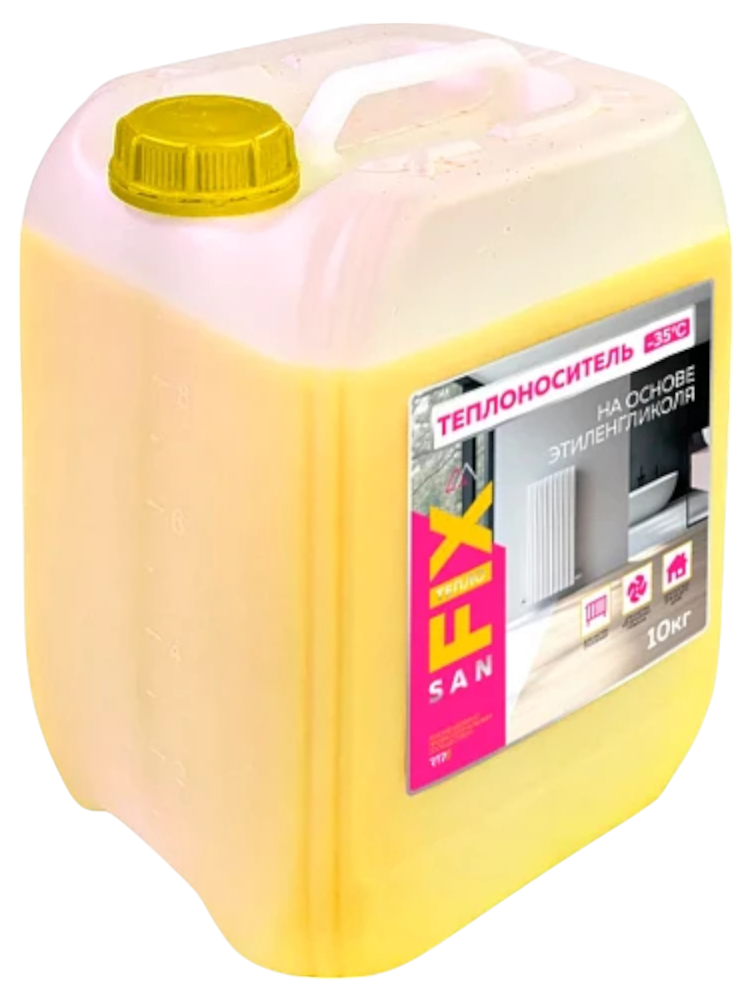 Фотография Теплоноситель -35°C этиленгликоль 10 кг, SANFIX (с силикатными присадками)