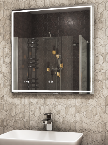 Зеркало Marta Luxe 70 светодиодная подсветка  элетронные часы антизапотевание сенсорный VIGO