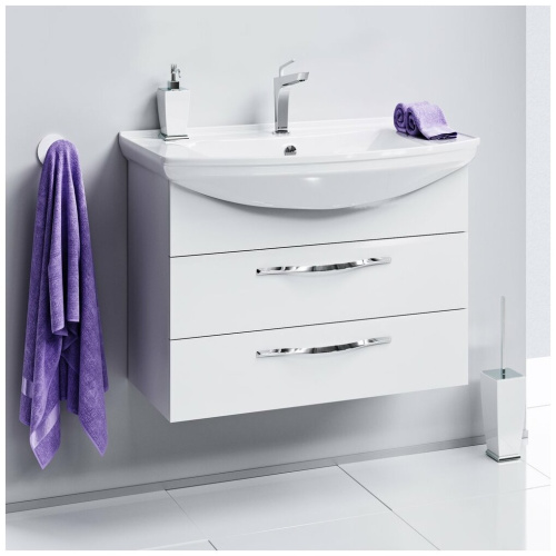 Тумба подвесная Аллегро цвет белый с раковиной Стиль 750 AQWELLA														