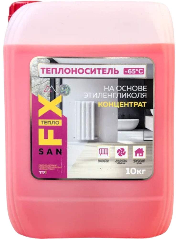 Фотография Теплоноситель -65°C этиленгликоль 10 кг, SANFIX (с силикатными присадками)