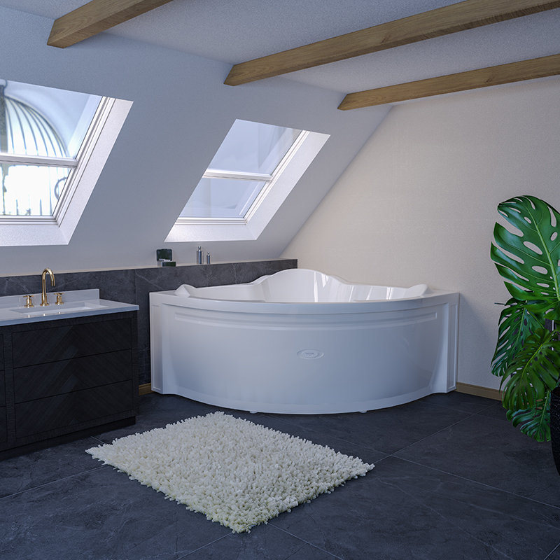 Фотография Ванна акриловая Сорренто 1 148х148 комплект хром RADOMIR