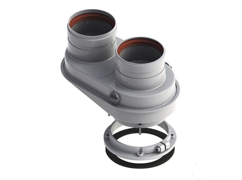 Фотография Адаптер дымохода двухканальный диам. 80-80, алюм.крашенный, PROTHERM