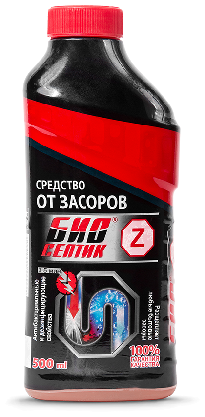 Фотография Средство от засоров "Биосептик -Z" 500мл