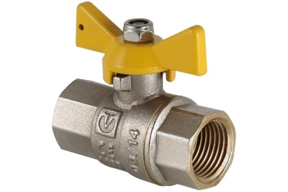 Фотография Кран шаровой газовый VALGAS, рукоятка бабочка 1/2" внутренняя/внутренняя