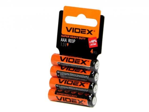 Батарейки VIDEX R3/AAA 4pcs SHRINK CARD (60/1440)