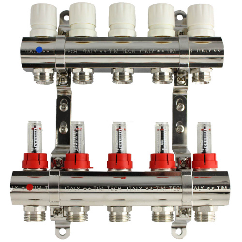 Коллектор (Расходомеры) 1"  5 вых 3/4" никель GF