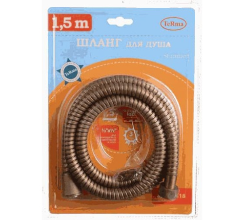 Шланг для душа TERMA конус нерж. 1/2*1/2 d14mm*150см Black двойной зажим 20319 STANDART