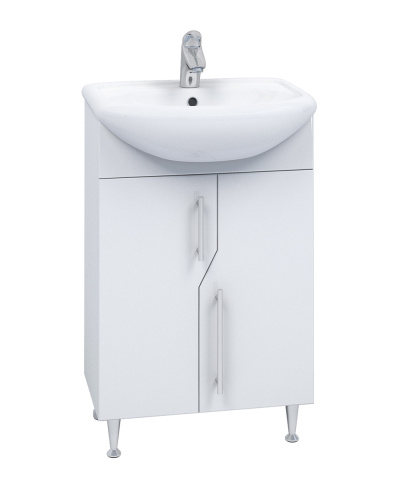 Тумба Grand 55 напльная 2 дв. белая с раковиной Уют 55