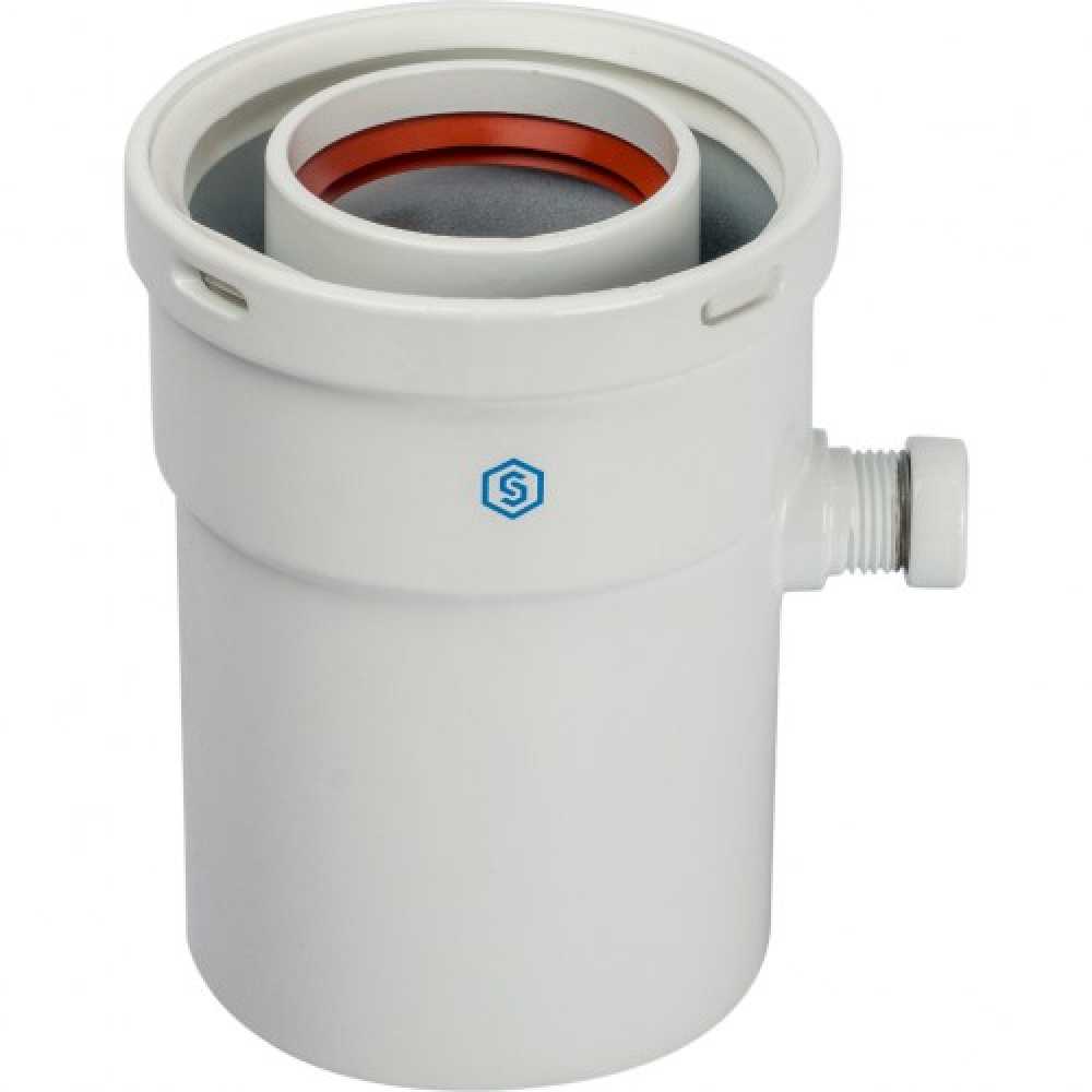 Фотография STOUT Элемент дымохода конденсатосборник вертик. DN60/100, п/м уплотнения в компл.