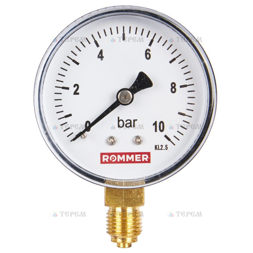 ROMMER Манометр радиальный. Корпус Dn 63 мм 1/4 , 0...10 бар, кл.2.5