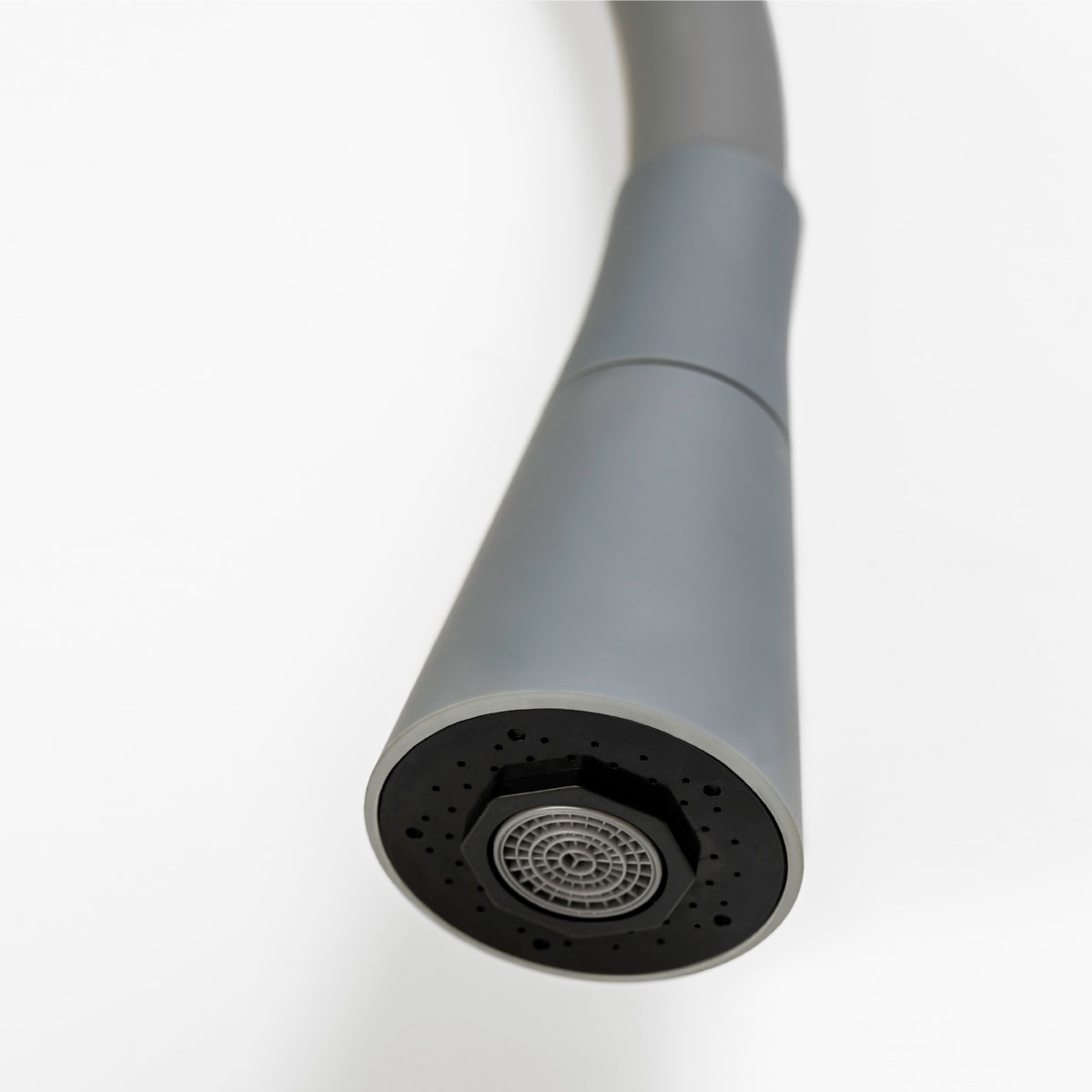 Фотография Смеситель кухня из нерж. ст. с гибким изливом с конической насадкой, серый VOLMAX