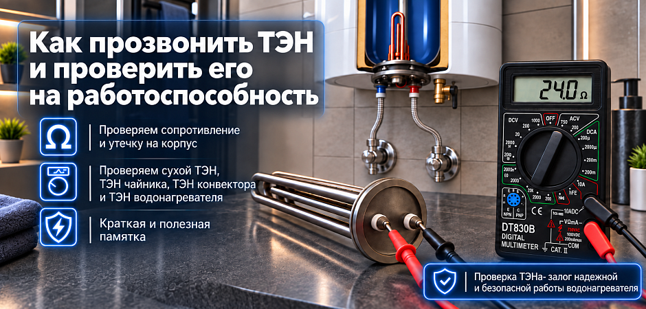 Как прозвонить ТЭН и проверить его на работоспособность